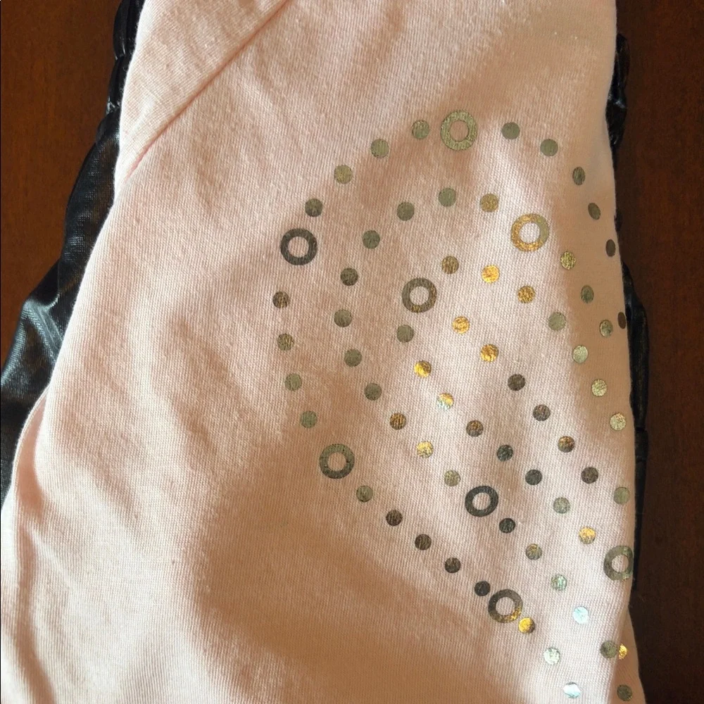 DKNY Light Pink Studded Heart Crop Tee with Black Faux Leather Cargo Skirt - Picture 8 of 8